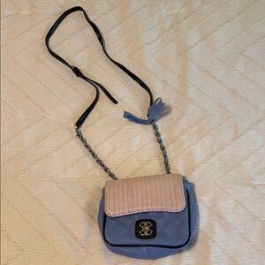 Guess Blue and Pink Crossbody Bag with Chain Detail